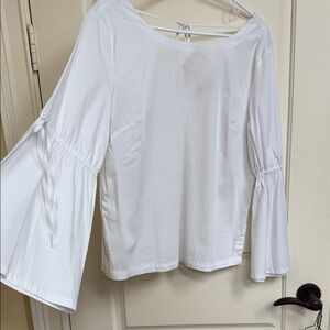 LOFT White Bell Sleeve Blouse Never Worm